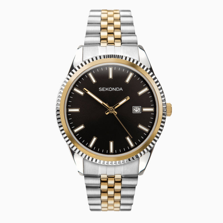 Sekonda two-tone analogue watch with date display.