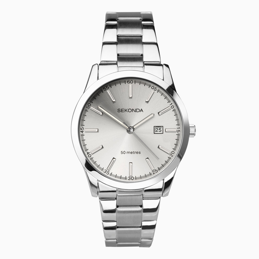 Sekonda silver unisex watch with a stainless steel bracelet.
