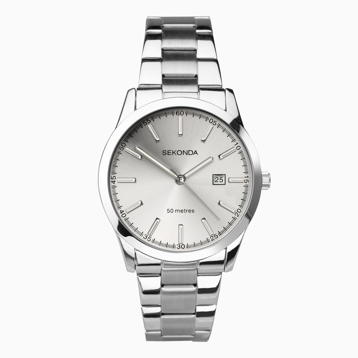 Sekonda silver unisex watch with a stainless steel bracelet.