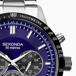 Sekonda Velocity Blue Dial Chronograph Men's Watch 1970