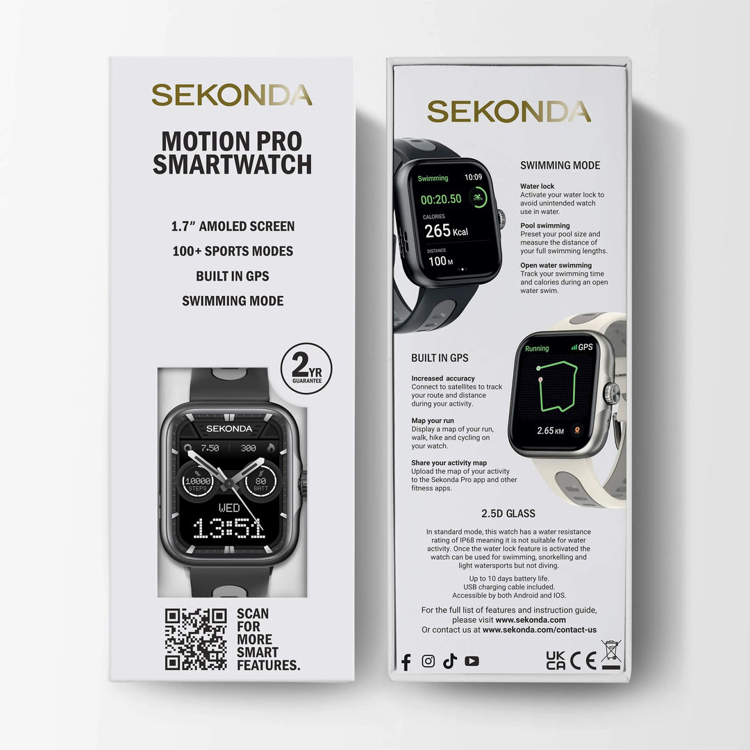 Sekonda GPS Smart Watch with black alloy case and silicone strap.