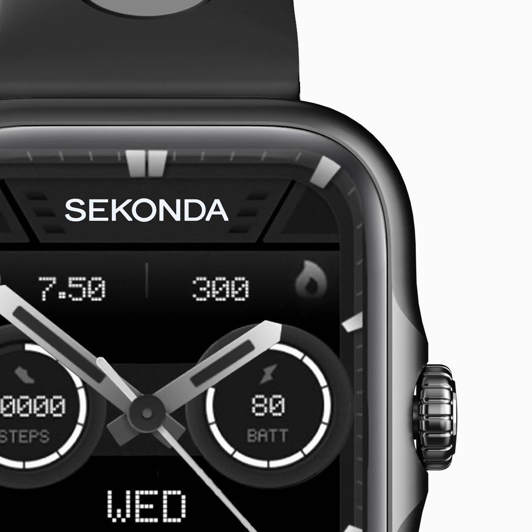 Sekonda GPS Smart Watch with black alloy case and silicone strap.