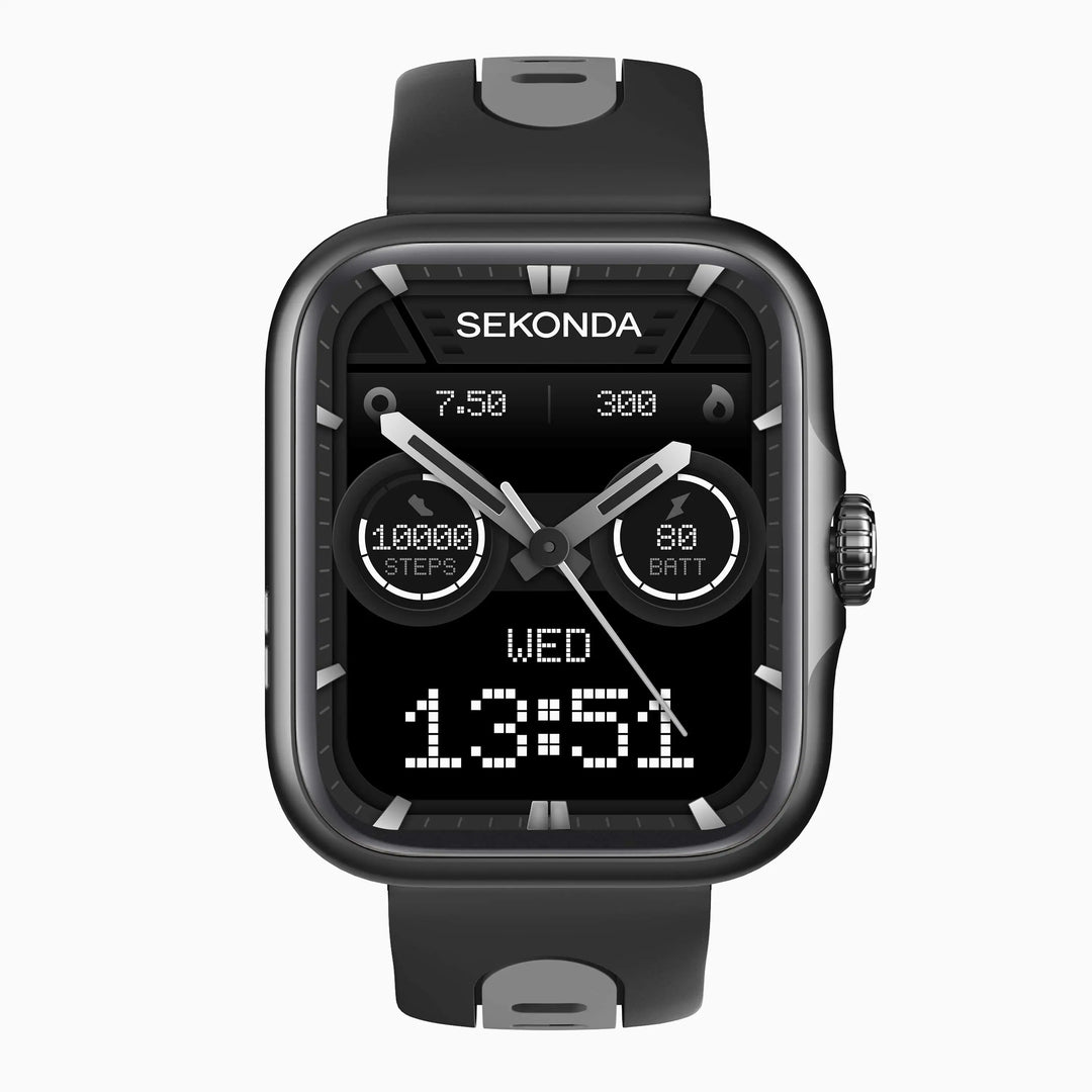 Sekonda GPS Smart Watch with black alloy case and silicone strap.