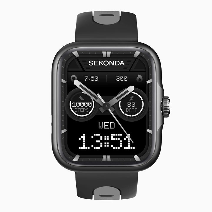 Sekonda GPS Smart Watch with black alloy case and silicone strap.