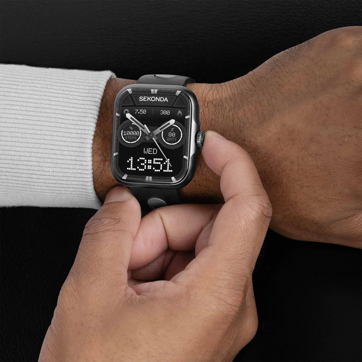 Sekonda GPS Smart Watch with black alloy case and silicone strap.
