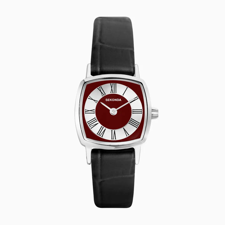 Sekonda Ladies Heritage Watch Black Strap Red Dial 40376