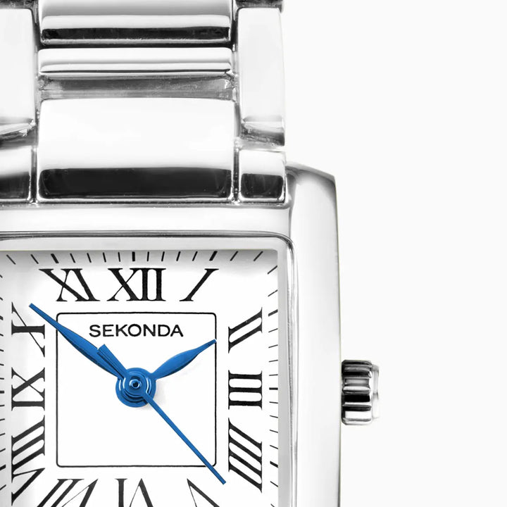 Sekonda silver ladies watch with Roman numerals.