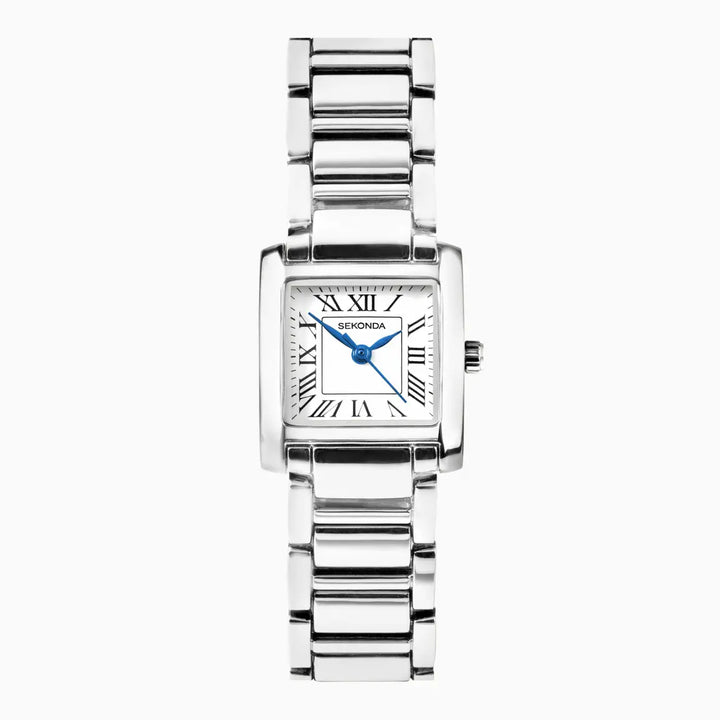 Sekonda silver ladies watch with Roman numerals.