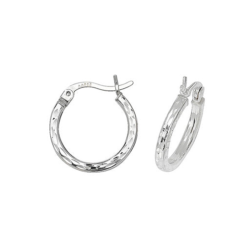 Silver Diamond Cut Ripples Hoop Earrings