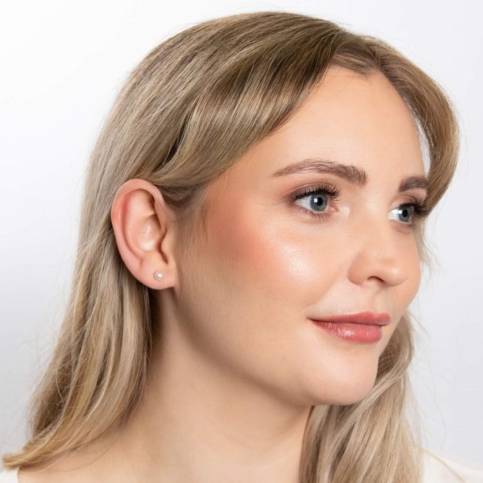 Silver Large Freshwater Pearl Stud Earrings Carathea