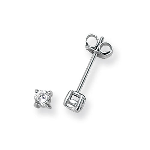 Silver 3mm CZ Stud Earrings