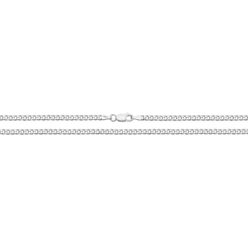 silver flat 3mm curb chain necklace - Carathea jewellers