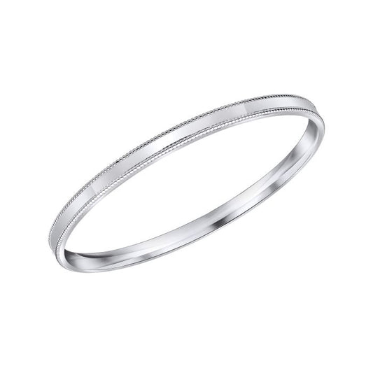 silver Millegrain 5mm wide bangle - Carathea jewellers