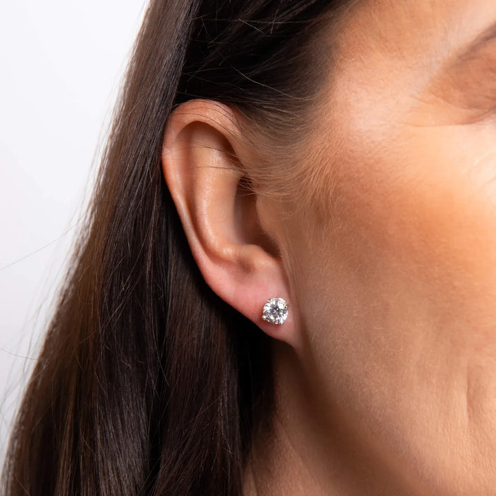 silver cz 5mm stud earrings claw set - Carathea & Jools