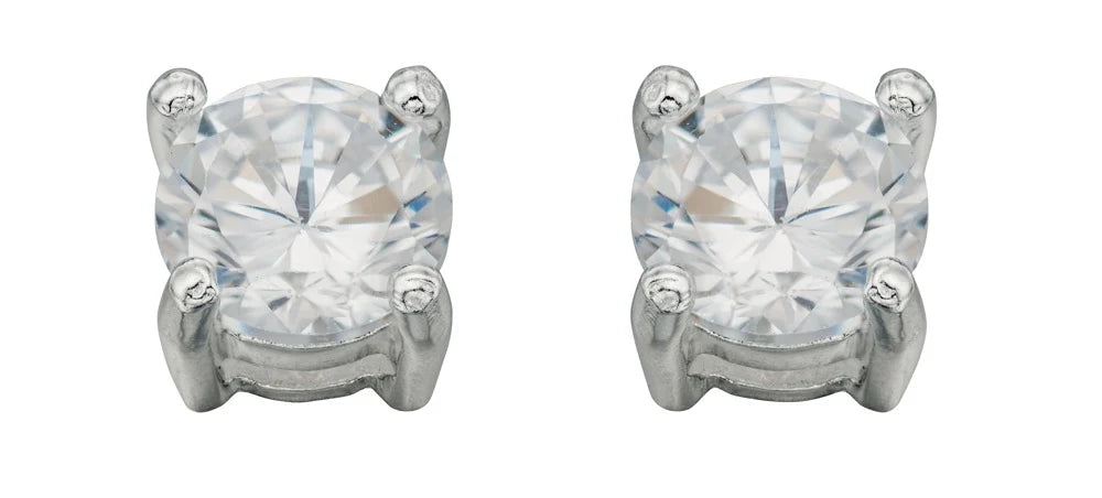 Silver 5 mm Claw Set Cubic Zirconia Stud Earrings
