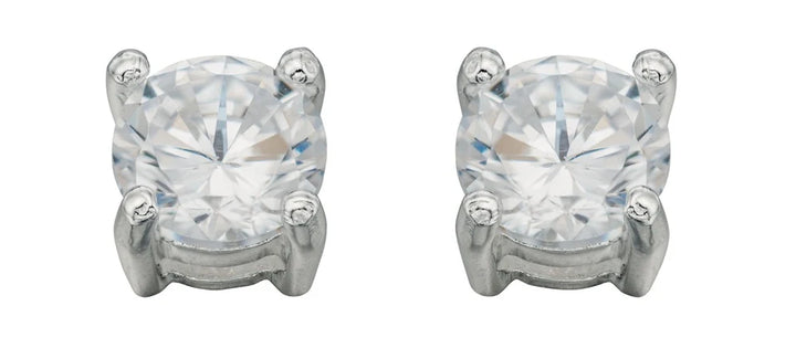 Silver 5 mm Claw Set Cubic Zirconia Stud Earrings