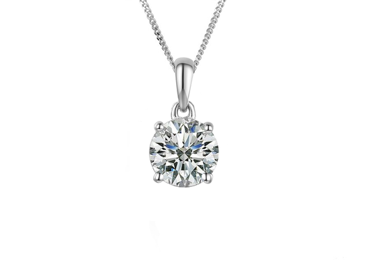 Silver solitaire CZ pendant 6mm - Carathea