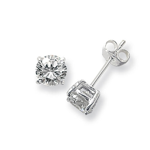 Silver 6mm solitaire stud earrings - Carathea