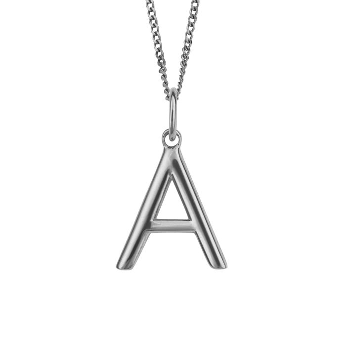 silver A initial pendant on chain - Carathea