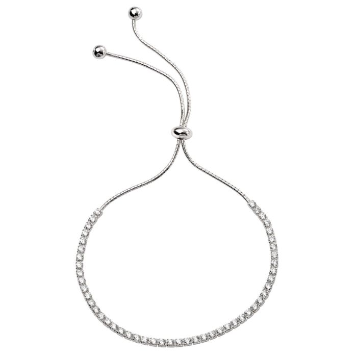 Silver Cubic Zirconia Slider Toggler Adjustable bracelet - Carathea