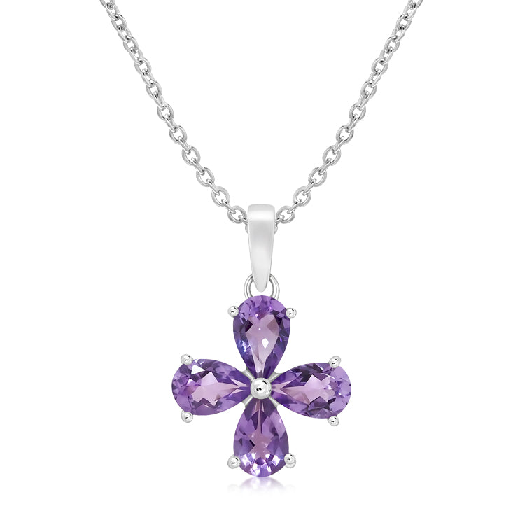 silver amethyst flower pendant - Carathea jewellers