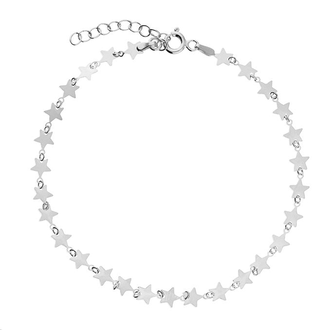 silver anklet with flat stars - Carathea & Jools Jewellery Bridgwater
