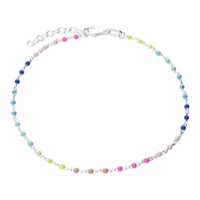 silver anklet with multicoloured beads - Carathea & Jools jewellery Bridgwater