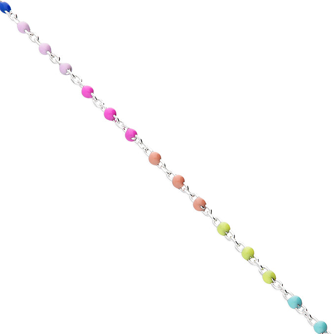 silver anklet with multicoloured beads - Carathea & Jools jewellery Bridgwater
