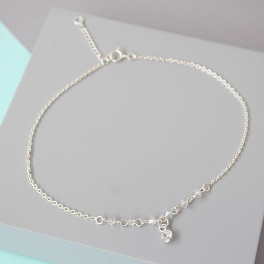 Silver anklet with crystals | Jewellery Carathea