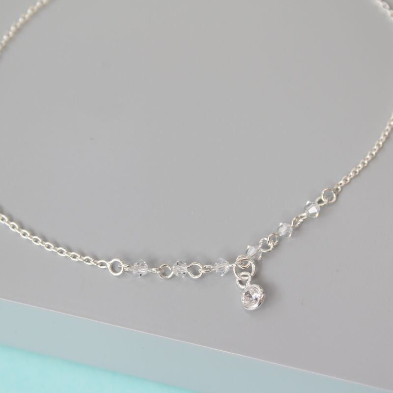 Silver anklet with crystals | Jewellery Carathea