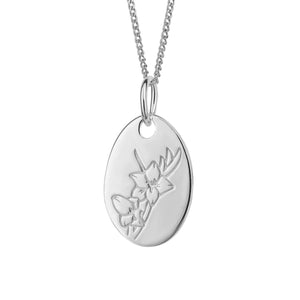 Silver August Birth Month Flower Gladious Pendant