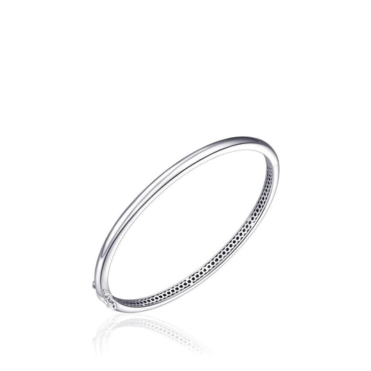 silver oval shaped highly polished 4mm bangle for ladies - Carathea jewellers