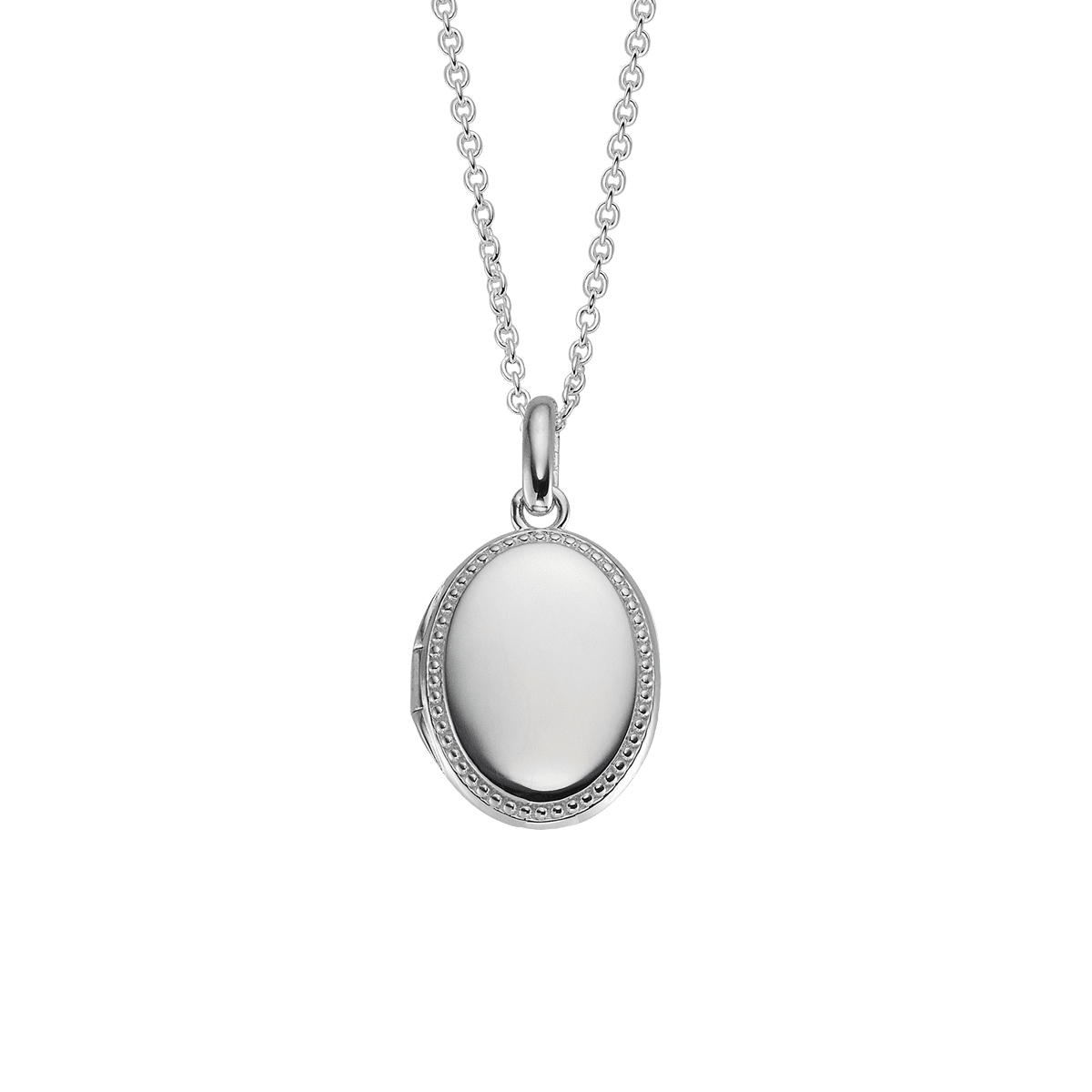 silver oval locket with beading for girls - Carathea jewellers