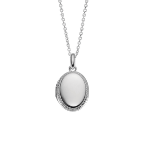 silver oval locket with beading for girls - Carathea jewellers