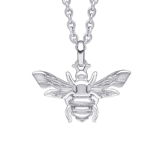 silver bee pendant with chain - Carathea jewellers