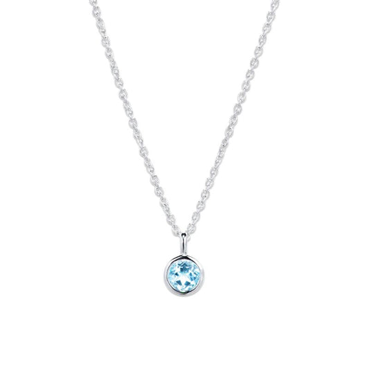 Silver Bezel Set Pendant with Blue Topaz