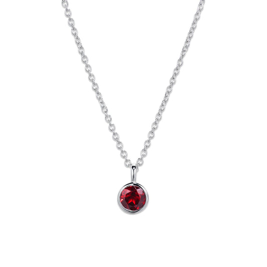 Silver Bezel Set Pendant with Garnet