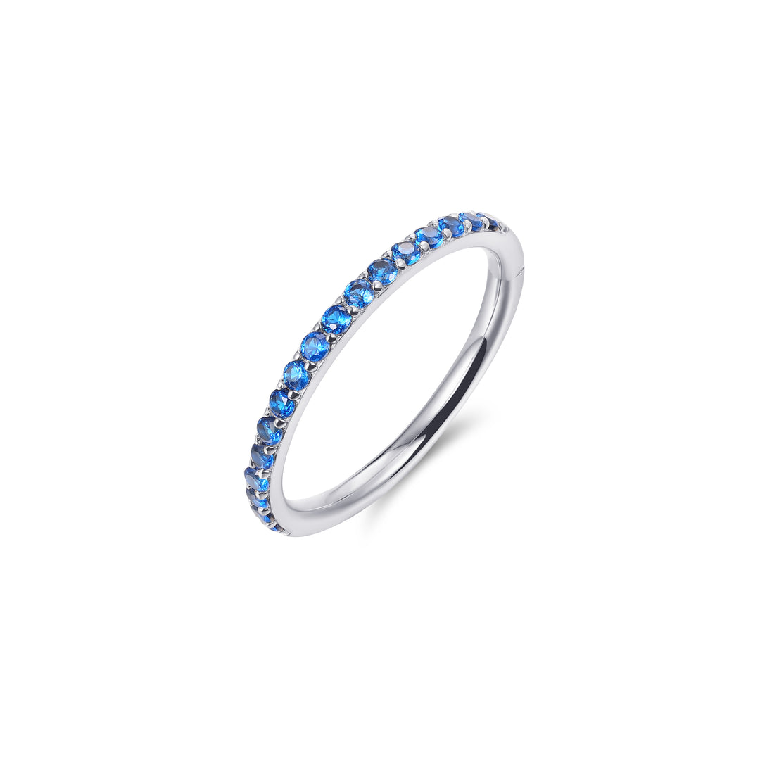 Silver eternity ring set with blue cubic Zirconia stones - Carathea & Jools, Bridgwater jewellers