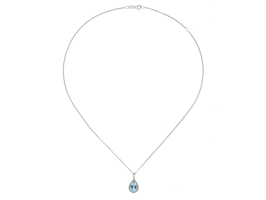 Silver pear-shaped Sky Blue Topaz pendant with CZ stones - Carathea & Jools
