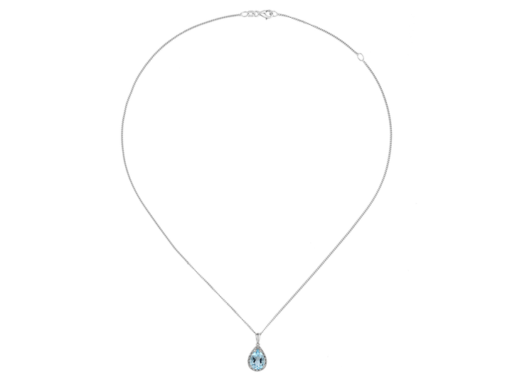 Silver pear-shaped Sky Blue Topaz pendant with CZ stones - Carathea & Jools
