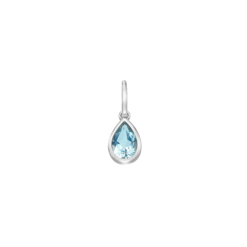 December Blue Topaz birthstone teardop silver charm pendant - Carathea jewellers