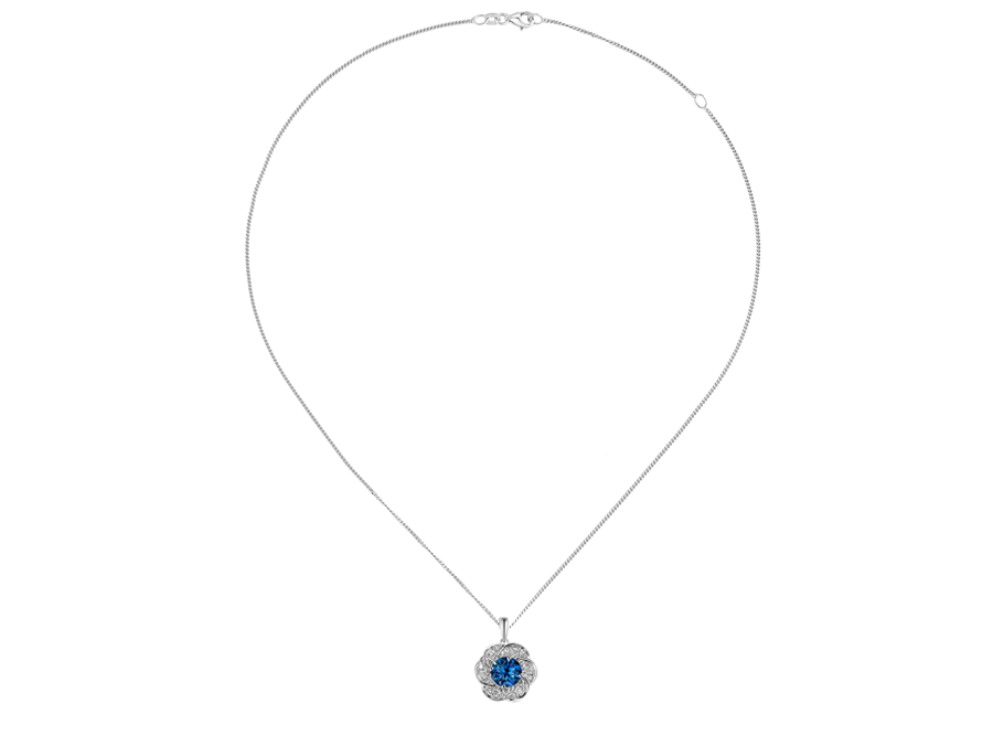 silver london blue topaz cz cluster pendant - Carathea & Jools