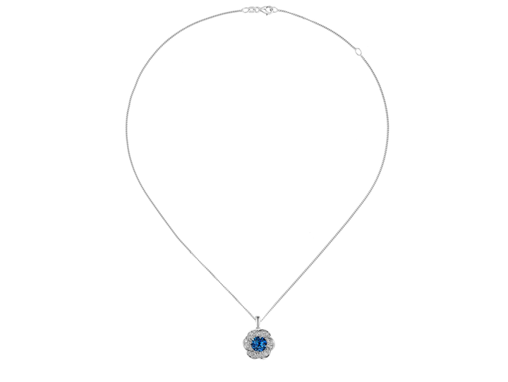 silver london blue topaz cz cluster pendant - Carathea & Jools