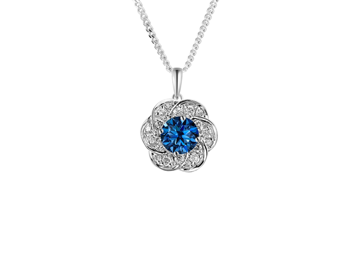 silver london blue topaz cz cluster pendant - Carathea & Jools