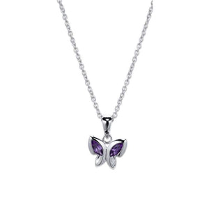 silver butterfly pendant with amethyst