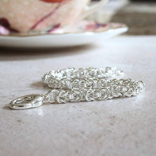 silver byzantine link ladies bracelet | Carathea