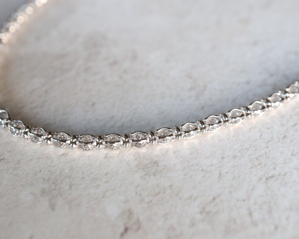 Silver Enclosed CZ Tennis Necklace - Carathea jewellers