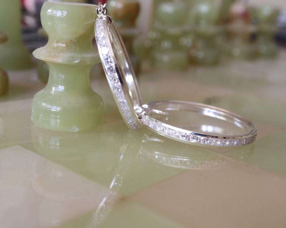 Silver Channel Set CZ Hoop Earrings Jewellery Carathea