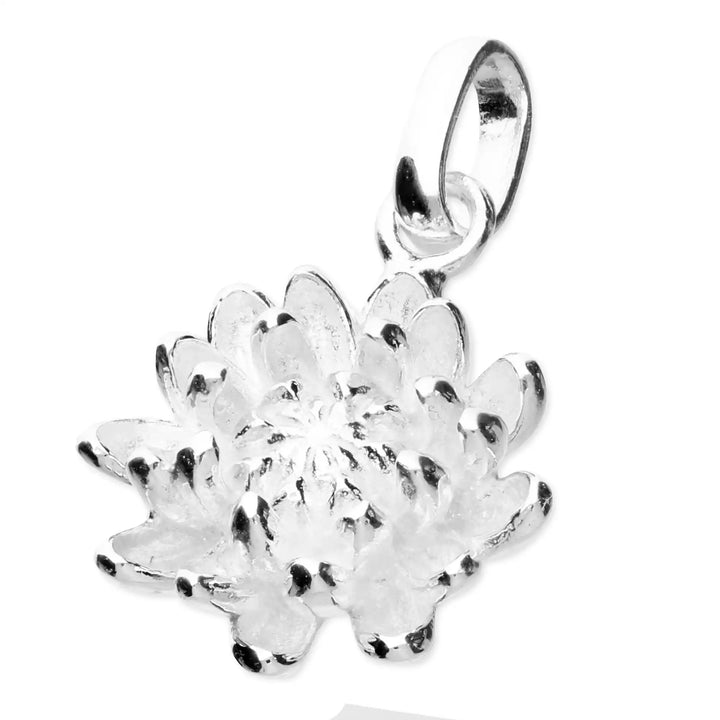 silver chrysanthemum pendant - Carathea jewellers
