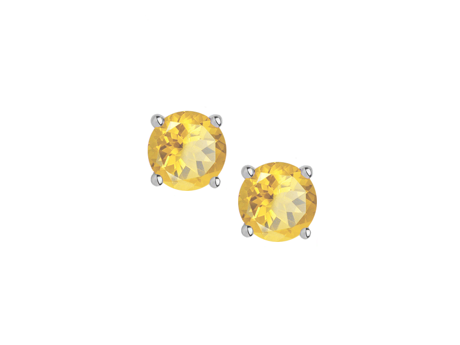 silver citrine four claw stud earrings - Carathea jewellers